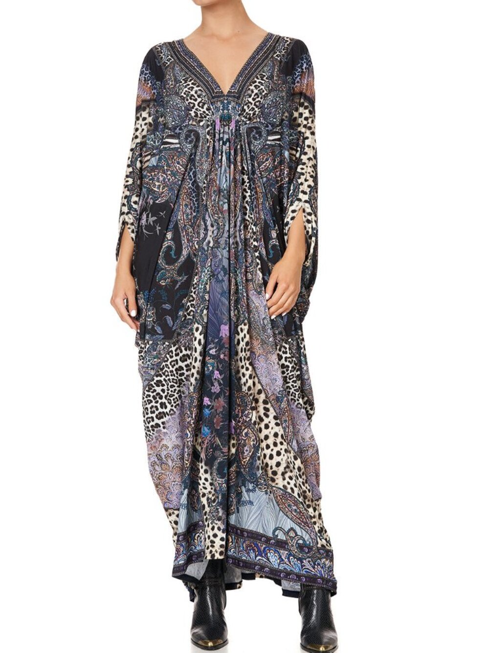 NWOT Camilla jersey split sleeve draped dress Festival Express OS $599